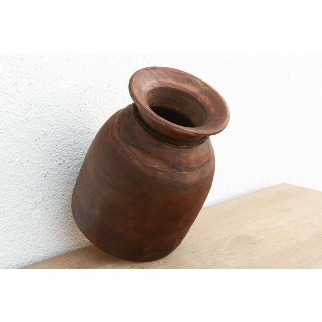 Heavy Rustic Wood Milk Pot For Sale In Los Angeles - Image 6 of 7