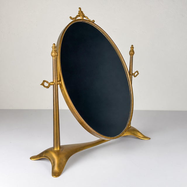 Vintage Tabletop Vanity Mirror in Brass, Italy, 1950s For Sale - Image 6 of 17