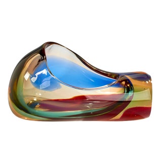 Vintage Multi-Colored Murano Glass Bowl For Sale