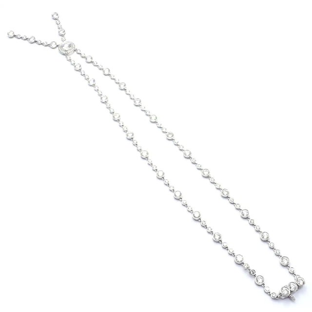 Platinum Mid 20th Century Tiffany & Co. Jazz Diamond Lariat Drop Platinum Necklace For Sale - Image 8 of 13