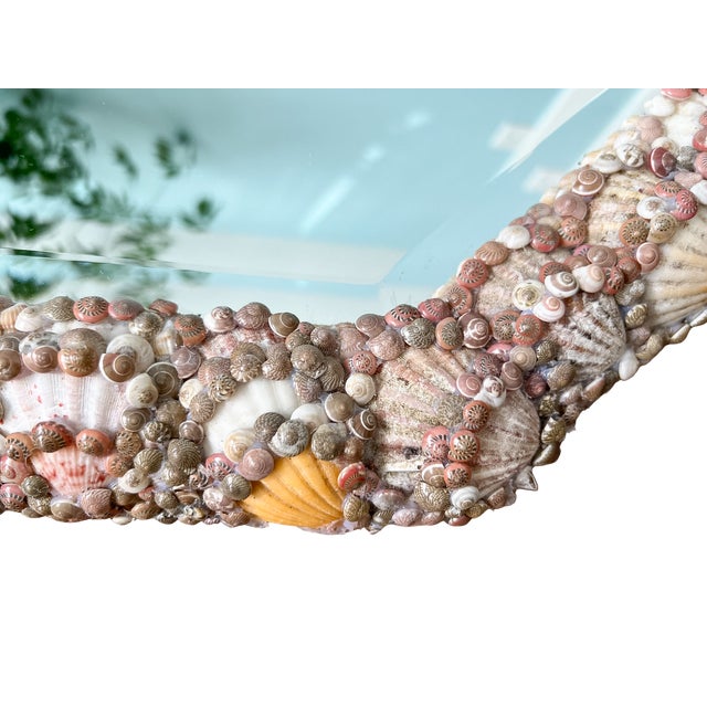 Large Vintage Shell-Encrusted Wall Mirror – Coastal / Hollywood Regency / Organic Modern For Sale - Image 9 of 12