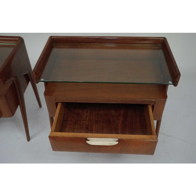 Wood Mid-Century Modern Italian Bedside Tables attributed to Dassi, 1950s For Sale - Image 7 of 15