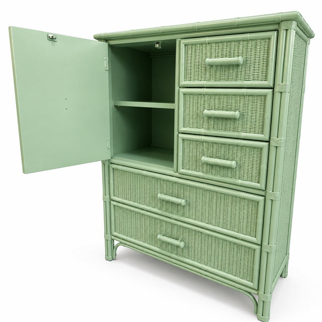 Henry Link Faux Bamboo 5-Drawer Chest – Gumdrop Green For Sale In West Palm - Image 6 of 8