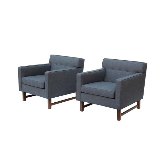 Mid-Century Modern Tufted Midcentury Armchairs in the Style of Dunbar- a Pair For Sale - Image 3 of 13