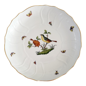 Herend Rothschild Bird 1960s Porcelain Scalloped Rim 10.5" Vegetable Bowl - Discontinued -