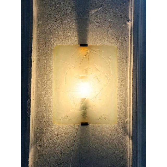 Wall Sconce in Etched Glass with Decor of Huntress Diana with Stag, 1930s For Sale - Image 9 of 10