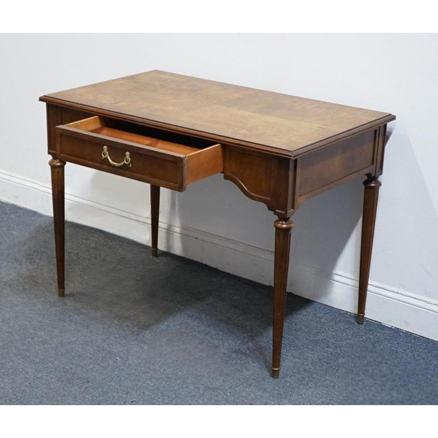 Henredon Furniture Banded Bookmatched Walnut Italian Provincial Style 40" Writing Desk For Sale In Kansas City - Image 6 of 12