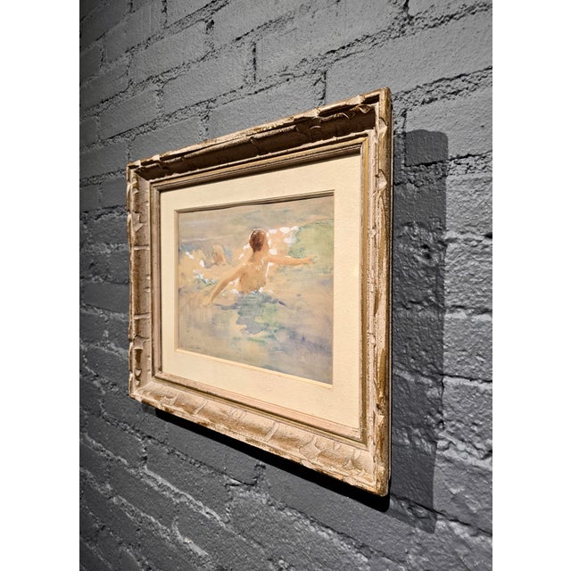 Ivory Antoine Calbet – Female Nude Bather in the Sea – French Belle Époque Painting For Sale - Image 8 of 10