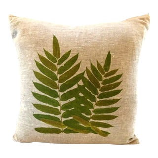 Double Buckler Fern Linen Pillow For Sale