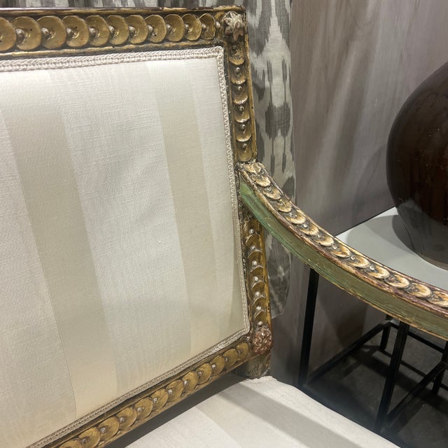 Antique Painted Gustavian Swedish Neoclassical Style Giltwood Settee For Sale - Image 11 of 12