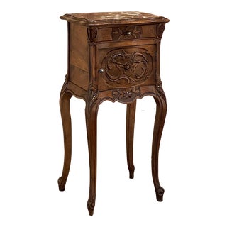 19th Century Louis XV Style Walnut Marble Top Nightstand For Sale