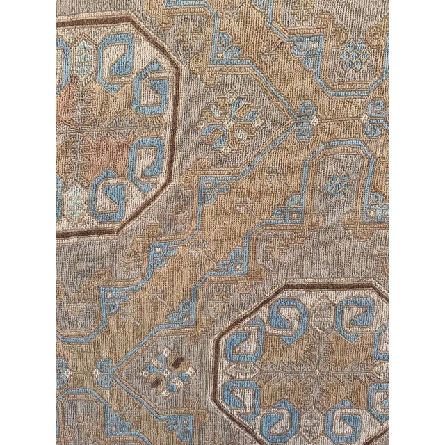 Large Early 20th Century Faded Blue and Camel Soumak Kilim Rug For Sale - Image 10 of 11