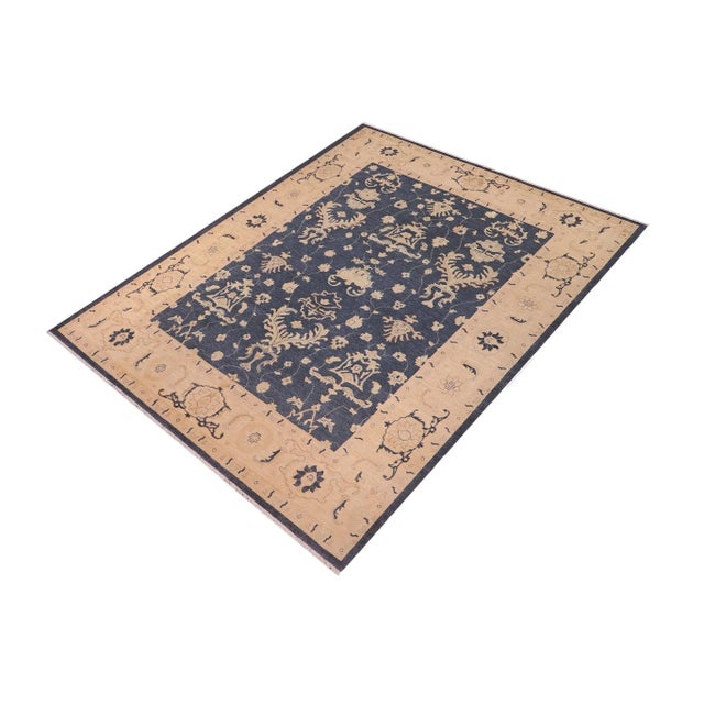 1990s Chic Ziegler Bluish Gray Beige Hand-Knotted Wool Rug - 9'3'' X 11'9'' For Sale - Image 4 of 8