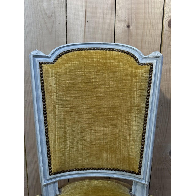 Louis XVI Chairs in Painted Wood and Velvet, 1970s, Set of 6 For Sale - Image 4 of 10