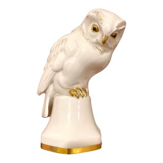 Antique Hutschenreuther Porcelain Owl Figurine Art Deco Germany Fritz Klee C. 1930 Animal Decor For Sale
