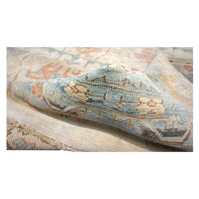 Textile 21st Century Turkish Donegal Wool 10x13 Ivory, Blue & Orange Handmade Area Rug #1140172 For Sale - Image 7 of 7