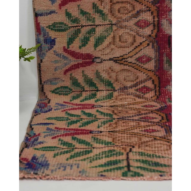 Textile 1970s Vintage Handmade Wool Cotton Red Area Rug For Sale - Image 7 of 12