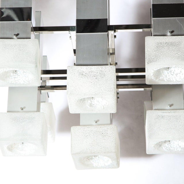 1970s Mid Century Modern 8 Arm Chrome & Mottled Murano Glass Chandelier by Sciolari For Sale - Image 5 of 11