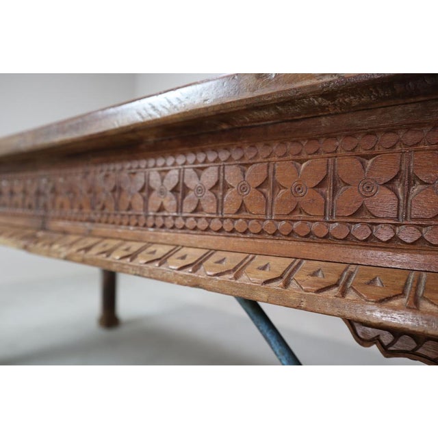 Indonesian Hand-Carved Teak Dining Table For Sale - Image 12 of 18
