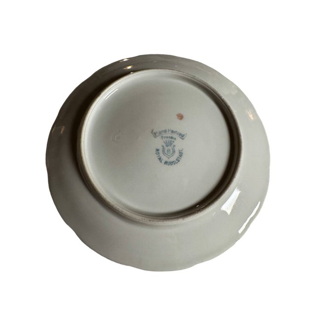 Set of 2 Salad Plates. Royal Rudolstadt manufactered in Prussia, circa 1905. Violet pattern with a textured gold rim. 6.5"...