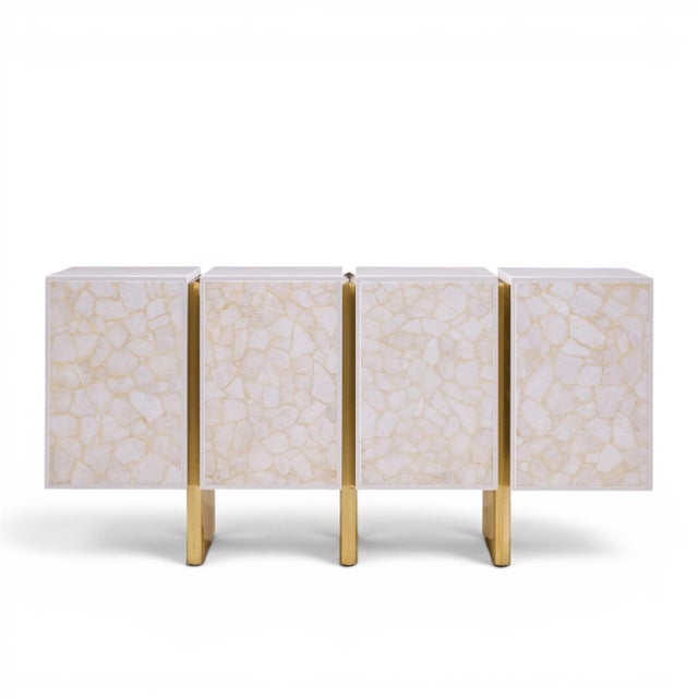 Baker Kira Mid Century Quartz Front Sideboard Credenza This credenza measures: 68.5 wide x 18.5 deep x 33.25 inches high...