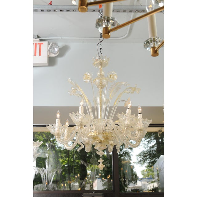 1940s Ornate 8-Light Murano Glass Chandelier, Italy For Sale - Image 11 of 18
