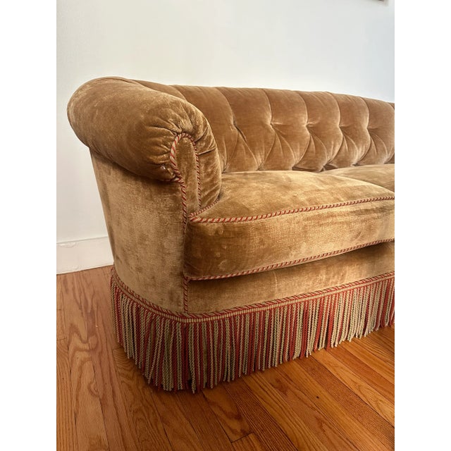 1990s George Smith Carmel Velvet Sofa With Bullion Fringe For Sale In Boston - Image 6 of 6