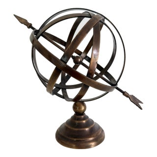 Vintage Brass Armillary Sphere W Arrow Nautical Maritime Astrolabe Globe For Sale