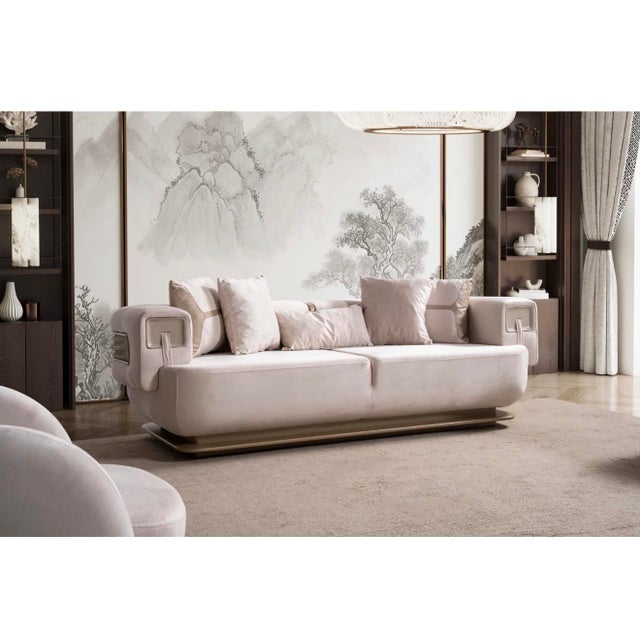 New Athena 3–Piece Modern Curved Silhouette Luxury Sofa Set - Sofa , Loveseat & Chair For Sale - Image 12 of 18