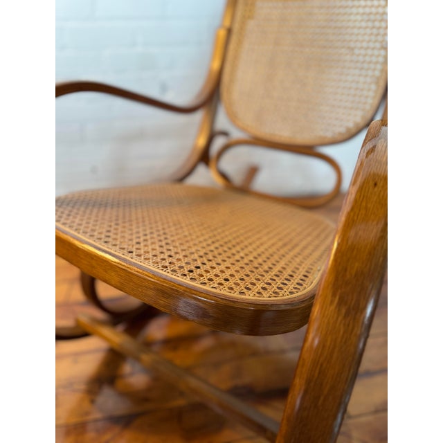 Brown Vintage Thonet-Style Bentwood Cane Rocking Chair For Sale - Image 8 of 8