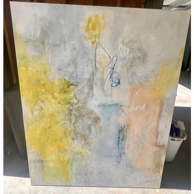 Yellow Large Scale Original Abstract Mixed Media Painting on Canvas Artist Amy Gordon For Sale - Image 8 of 9