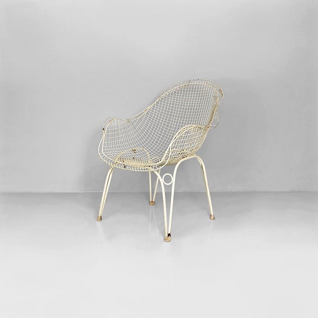 Mid-Century Modern Italian White Iron Outdoor Chair, 1950s For Sale - Image 3 of 14