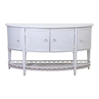 Rattan and Faux Bamboo Credenza or Sideboard Hollywood Regency Style For Sale