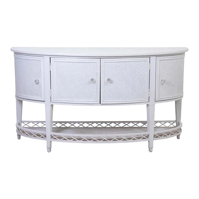 Rattan and Faux Bamboo Credenza or Sideboard Hollywood Regency Style For Sale