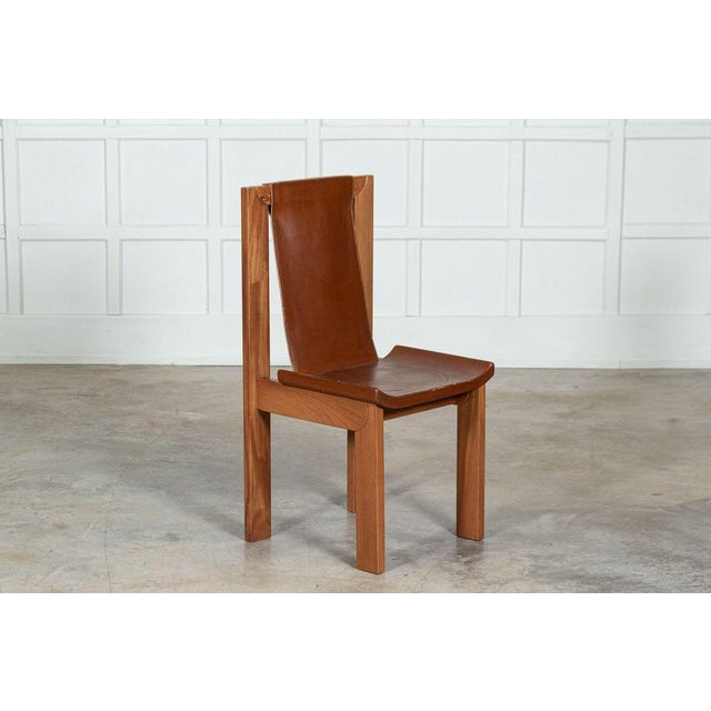 French Brutalist Elm & Leather Chairs by Roland Haeusler, 1980s, Set of 8 For Sale - Image 11 of 18