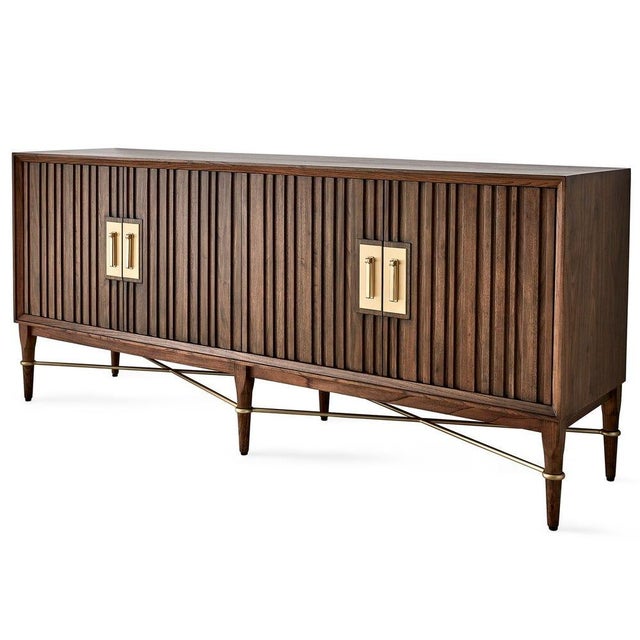 Brown Newly Made Sharp 4 Door Cabinet For Sale - Image 8 of 10