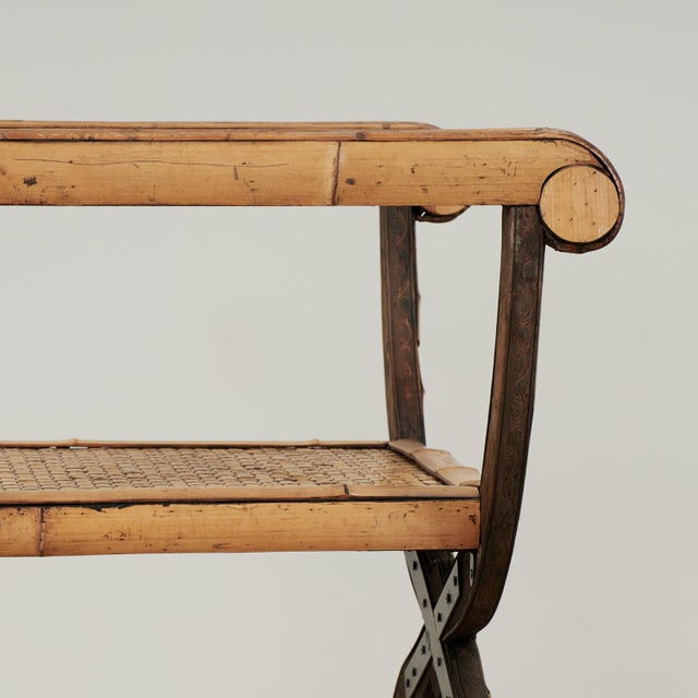 Vintage Asian Bamboo and Grasscloth Bench For Sale - Image 9 of 13