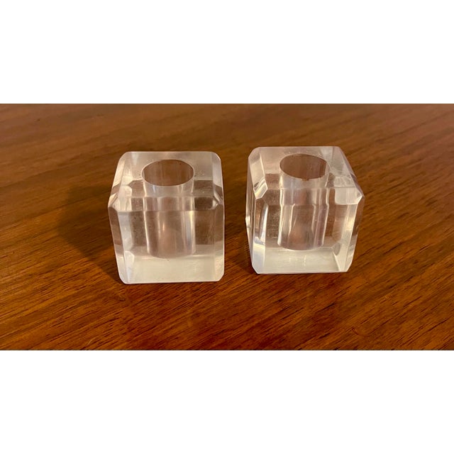 Vintage Lucite Candlestick Holders - Set of 2 For Sale - Image 4 of 6