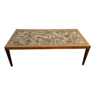 Danish Modern Rosewood & Tile Coffee Table Vintage For Sale