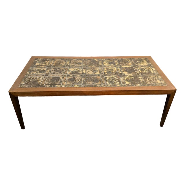 Danish Modern Rosewood & Tile Coffee Table Vintage For Sale