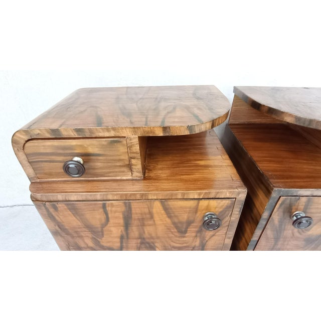 Art Deco Bedside Tables by Jindrich Halabala, 1940s, Set of 2 For Sale - Image 6 of 17