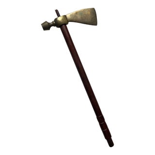 1970s Brass Mid Century Axe With Wooden Handle For Sale