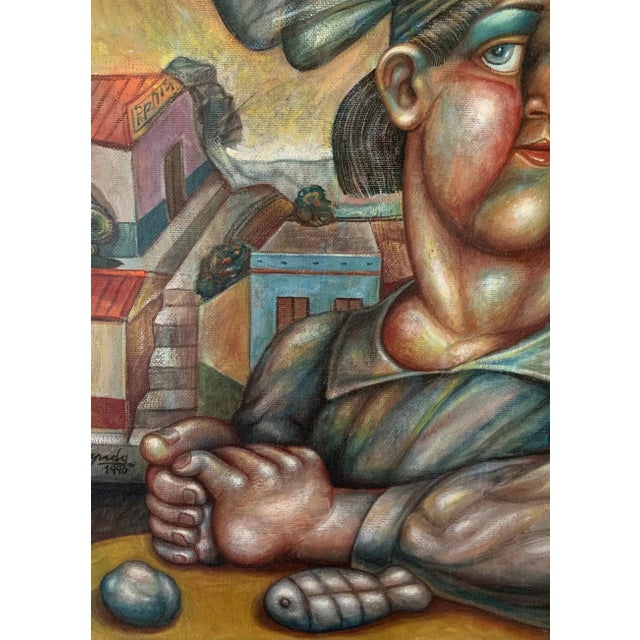 1990s 1990s 'La Hacedora De Peces' by Postwar & Contemporary Venezuelan Artist Ender Cepeda For Sale - Image 5 of 7