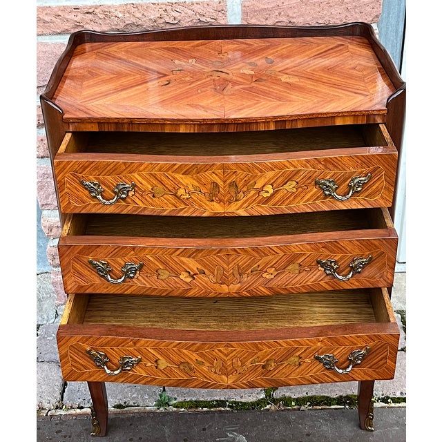 Antique Wood Inlaid Chest of Drawers, 1950s For Sale - Image 11 of 15