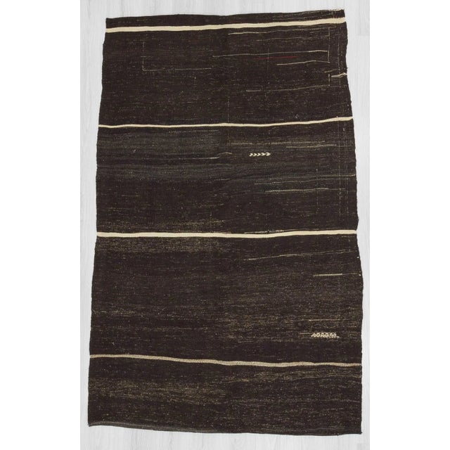 Vintage Turkish White Striped Black Goat Hair Kilim Rug - 5′2″ × 8′3″ For Sale In Los Angeles - Image 6 of 6