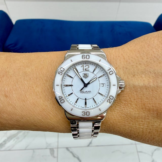 Ladies Tag Heuer Formula 1 37mm Wah1211 White Ceramic Steel Quartz Watch For Sale - Image 10 of 10