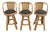 Hollywood Regency Swivel Bamboo Rattan Barstools a Set of Three 6380 For Sale