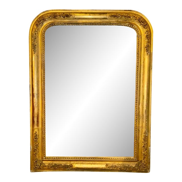 19th C. French Louis Philippe Mirror With Flowers For Sale