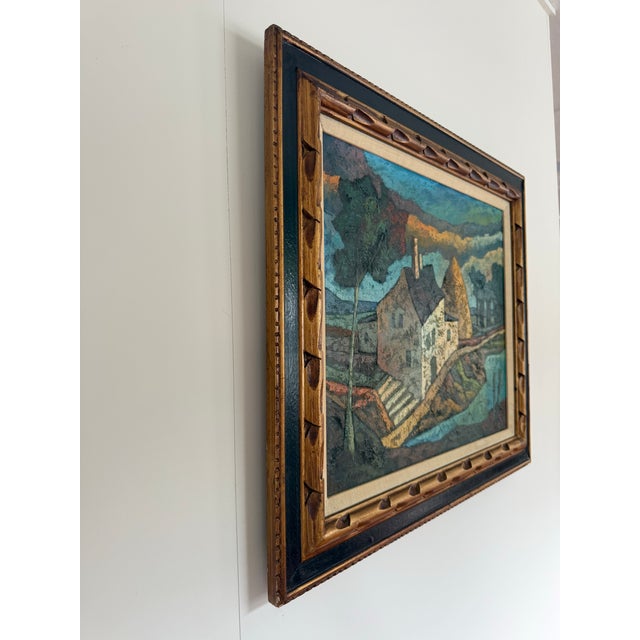 This is a Midcentury Italian modernist fauvist landscape oil painting on canvas.