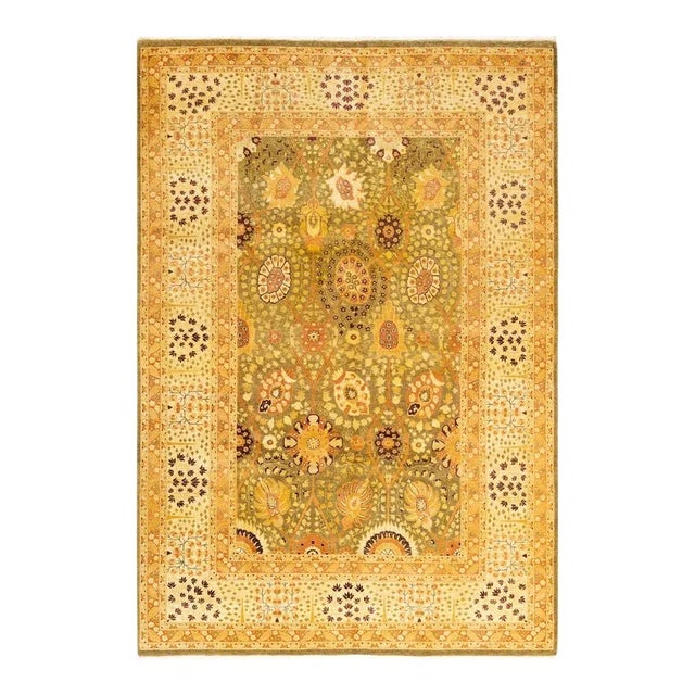 Green Mogul, One-of-a-Kind Hand-Knotted Area Rug in Green, 6' 3" x 9' 2" For Sale - Image 8 of 8